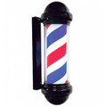007-B-BRW black dome barber sign pole light with black, red & white stripes