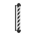 007-C-BW-EL Extra long black dome shape classical rotating barber pole, black & white stripes