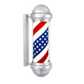007-S2-US silver dome shape classical rotating barber pole with US flag