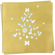 Christmas Tree Gold Cocktail Napkin