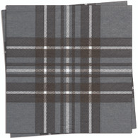 Grey Plaid Cocktail Napkin