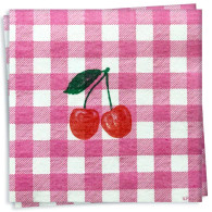 Vichy Cerise Cocktail Napkin