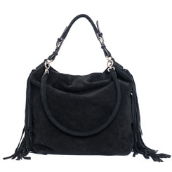 Black Fringe Faux Suede Bag
