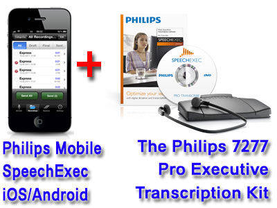 Philips Mobile Recorder and File Service for iPhone and Android + Olympus AS-7000 Transcription System Bundle