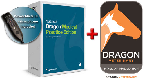 Picture of Dragon Medical Practice Edition 4 + PowerMic II + Dragon Veterinary Mixed Animal