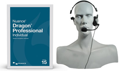 Nuance Dragon Professional Individual v15 with headset.