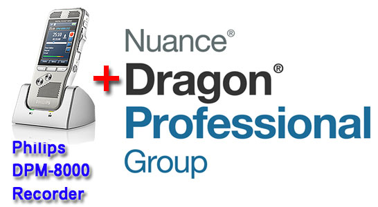 Professional Bundle: Philips DMP-8000 plus Dragon Professional Group 15