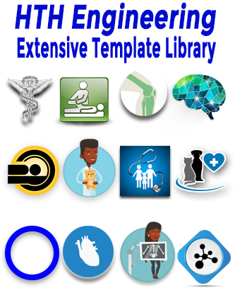 Icons showing the many templates for Dragon Medical that HTH Engineering has created and are exlcusive to HTH Engineering and StartStop.com