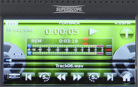 Screen showing playback on the PMR61 Superscope Digital Audio Recorder