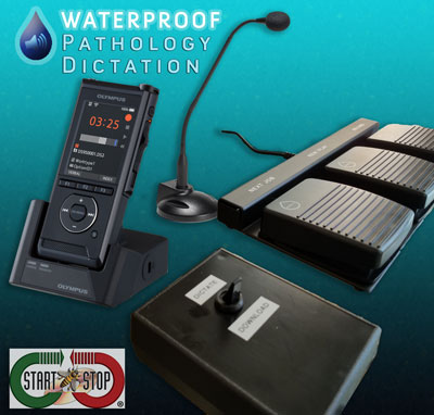 The Start-Stop Waterproof Pathology Hands-Free Dictation System