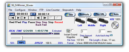 Start-Stop Transcriber for Call-In Recorder Main Screen