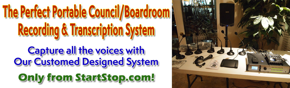 Start-Stop Secure WIRELESS 4-Channel Conference Recording/Transcription System