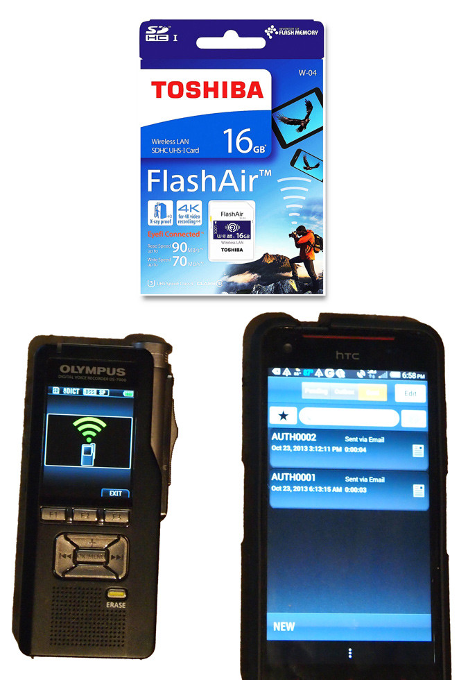Olympus Ds 7000 Recorder Toshiba Flashair Card Combo