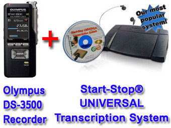 Olympus DS-3500 + Start-Stop® UNIVERSAL Transcription System Bundle