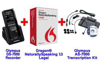 Power Legal Manual Transcription Bundle Option DS-7000 + Dragon 13 Legal + Olympus AS-7000 Transcription 