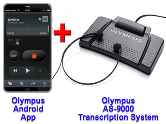 Olympus Mobile Phone Dictation App For Android + Olympus AS-9000 Transcription System Bundle