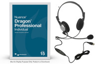 Re-Dictation Kit: Nuance Dragon Professional Individual v15 and the Andrea NC-185 VM USB Noise Canceling PC Headset