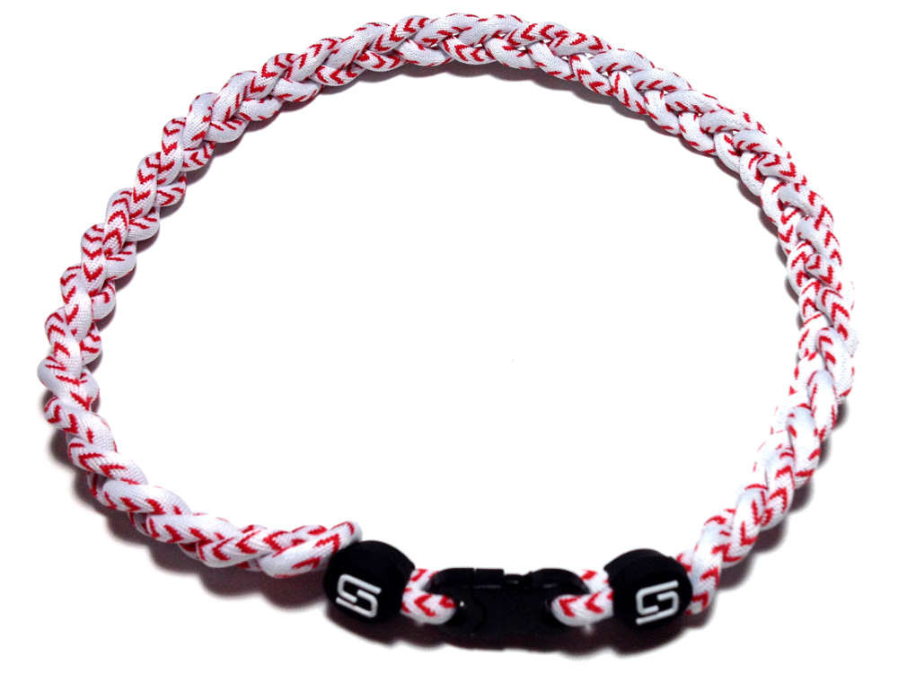 CEBuy 3 Rope Braided Tornado Titanium Sport Baseball Necklace 20 & Bracelet 8 Red/White 
