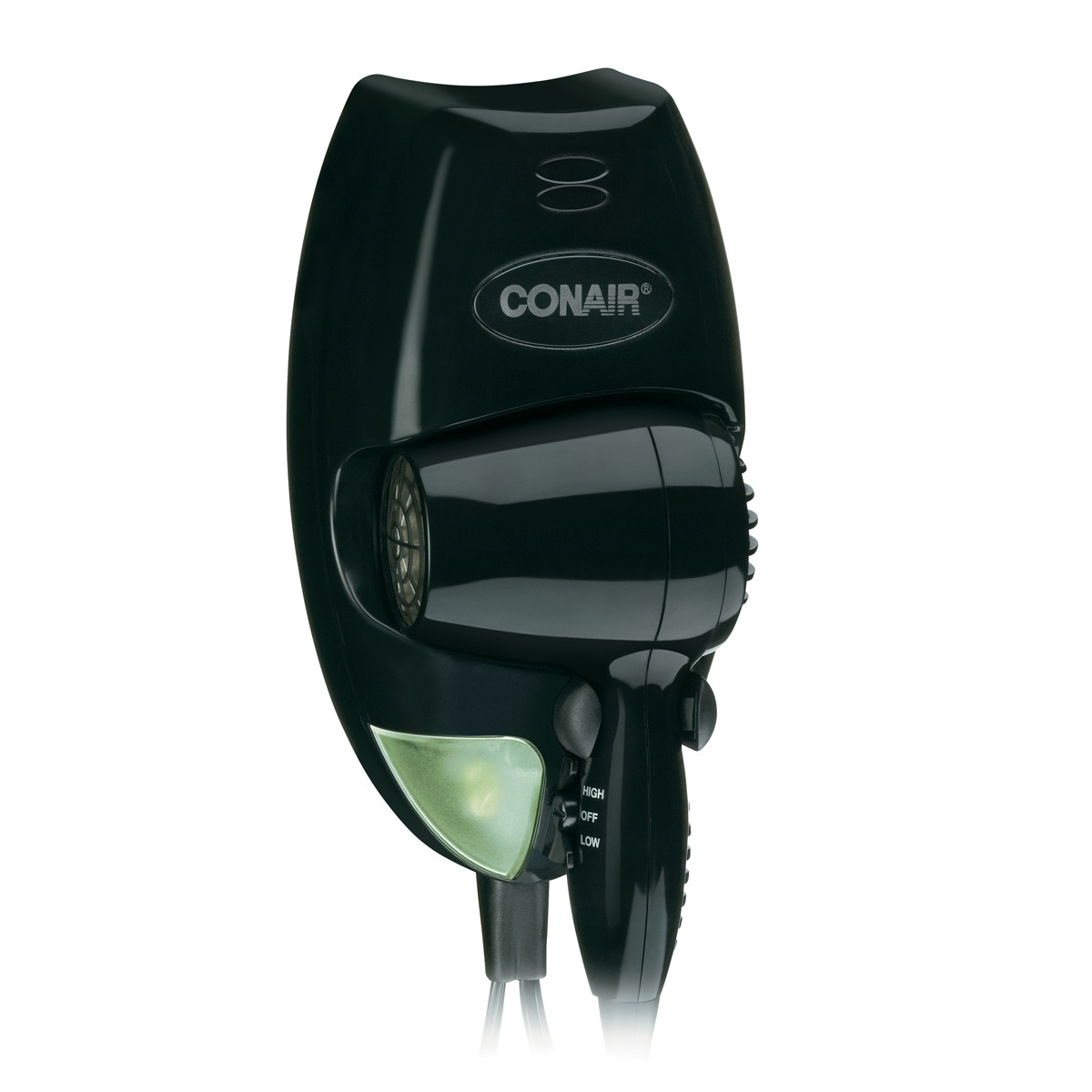 Conair 134BW 1600 Watt Wall Mount Hair Dryer with Night Light, Black