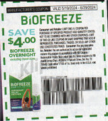 Biofreeze Overnight exp Sat 6/29/24 SS 5-19 (save $4.00)