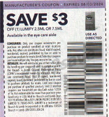 Bausch + Lomb Lumify 2.5ml or 7.5ml exp Sat 8/3/24 SV 6-9 (save $3.00)