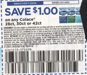 Colace 28ct, 30ct or 42ct exp Wed 8/21/24 SV 7-21 (save $1.00)