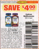 Centrum MultiGummies 60ct+ exp Sun 10/6/24 SV 9-22 (save $4.00)