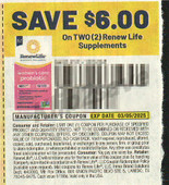 Renew Life Supplement exp Wed 3/5/25 SV 1-5 (save $6.00 wyb 2)