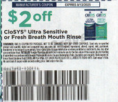 CloSYS Ultra Sensitive or Fresh Breath Mouth Rinse exp Wed 8/13/25 SV 7-13 (save $2.00)