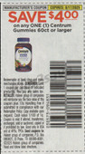 Centrum Gummies 60ct+ exp Sun 8/17/25 SV 8-3 (save $4.00)