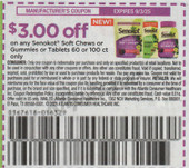 Senokot Soft Chews or Gummies or Tablets 60ct or 100ct exp Wed 9/3/25 SV 8-3 (save $3.00)