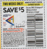 Astepro Allergy Product 60+ Sprays exp Sun 9/21/25 SV 9-7 (save $5.00)