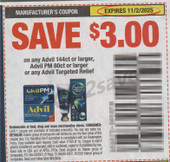 Advil 144ct+, Advil PM 80ct+ or Targeted Relief exp Sun 11/2/25 SV 10-5 (save $3.00)