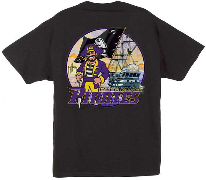 Guy Harvey East Carolina Pirates Short Sleeve Back-Print T-Shirt