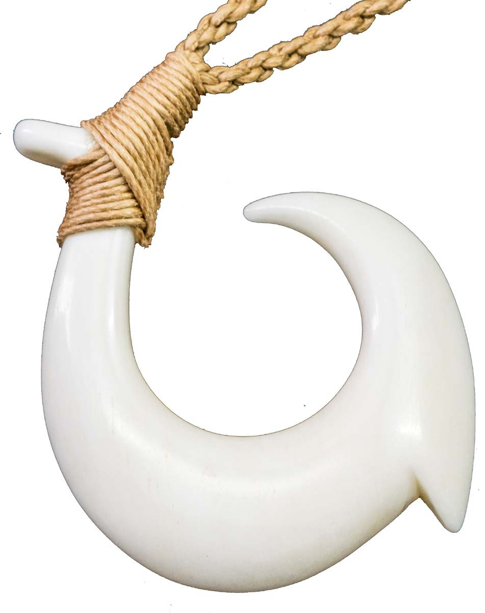 Hawaiian Hawaii Jewelry Buffalo Bone Mermaid Necklace with Brown Cord # 35425