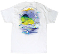 Guy Harvey It's All About the Ocean Men's Back-Print Tee w/Pocket in White 