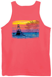 Guy Harvey Gulfstream Back-Print Men's Tank Top in Pacific Blue or Coral