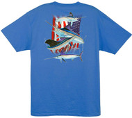 Guy Harvey Stand United Men's Back-Print Tee, w/Pocket, in Yellow, White or Ocean