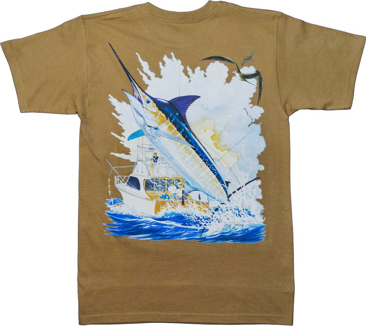 Guy Harvey Marlin Boat Back-Print T-Shirt
