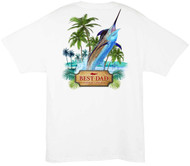Guy Harvey Best Dad Father's Day 2016 Men's Back-Print Tee, w/Pocket, in Yellow, White or Aqua Blue