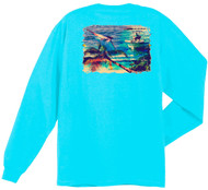 Guy Harvey What it's All About Back-Print Men's Long Sleeve Tee, w/Pocket, in Charcoal Heather, Pool Blue or Red
