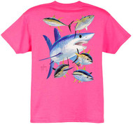 Guy Harvey Mako Shark Boys Tee in Hot Pink, Carolina Blue, Turquoise, Navy Blue, White, Yellow or Orange