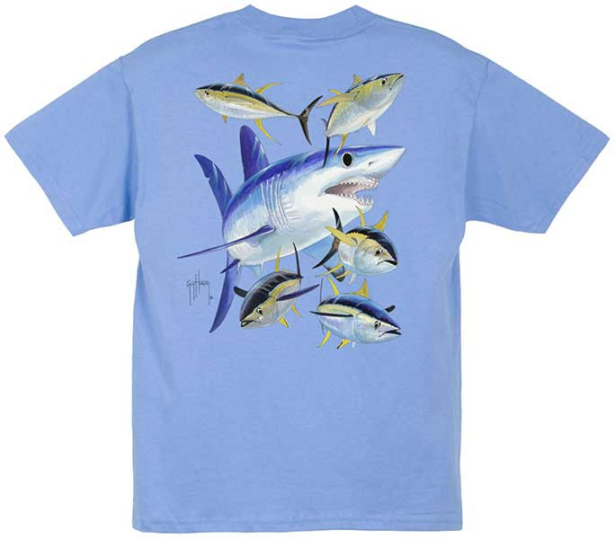 Guy Harvey Mako Shark Short-Sleeve Pocket T-Shirt for Men - White