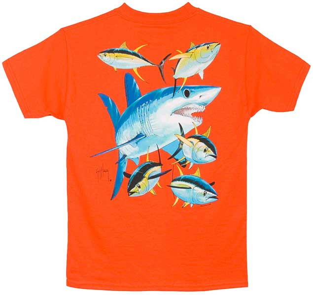Guy Harvey Mako Shark Boys Tee in Hot Pink, Carolina Blue, Turquoise, Navy  Blue, White, Yellow or Orange