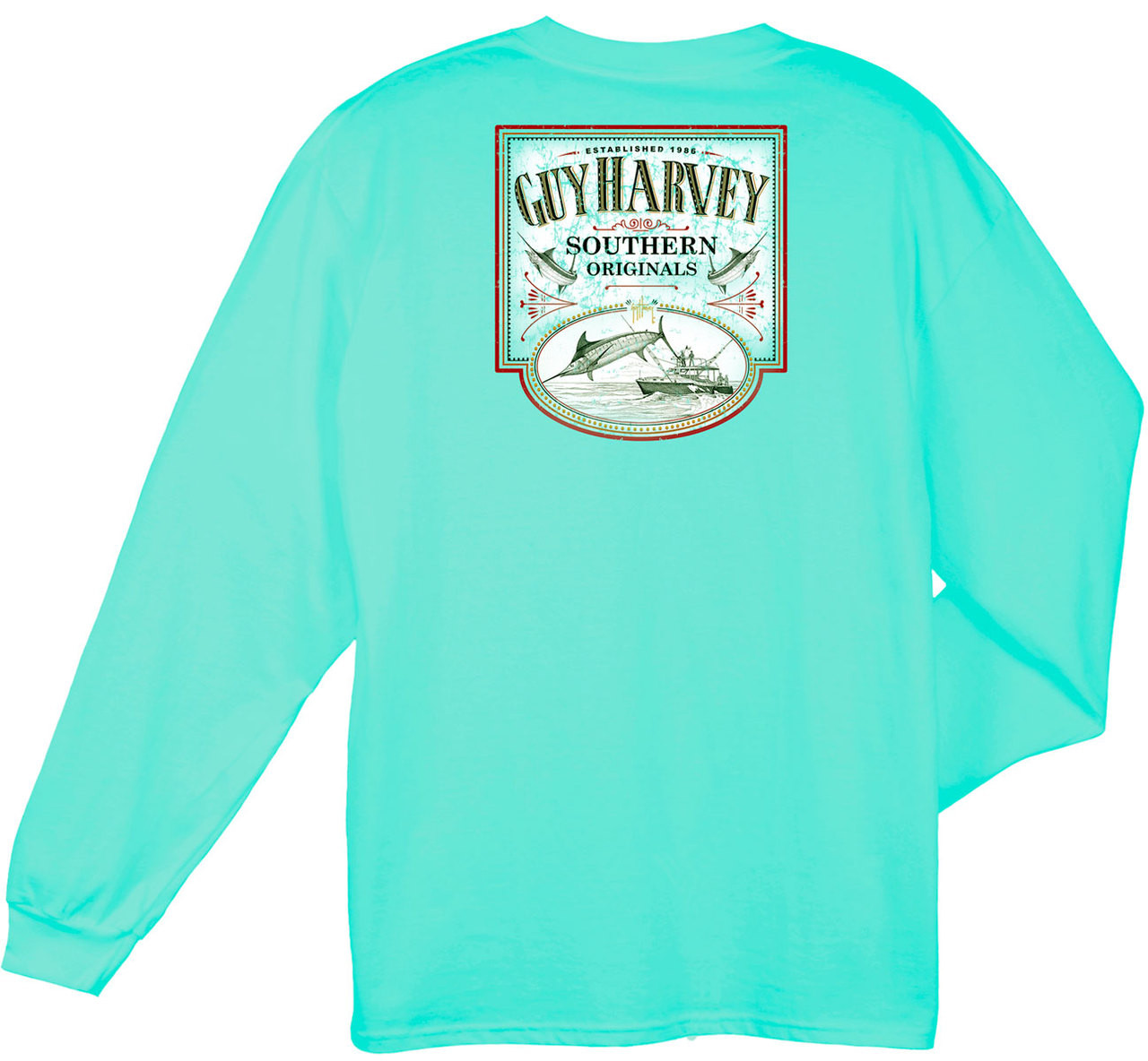 Guy Harvey Sweet Caramel Long Sleeve Back-Print T-Shirt