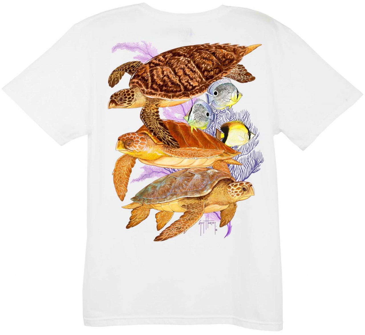 Guy Harvey Cayman Turtles Reef Ladies Back-Print T-Shirt