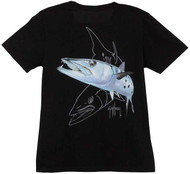 Guy Harvey Barracuda Dash Back-Print Ladies Tee with Front Signature in Black, White or Iris