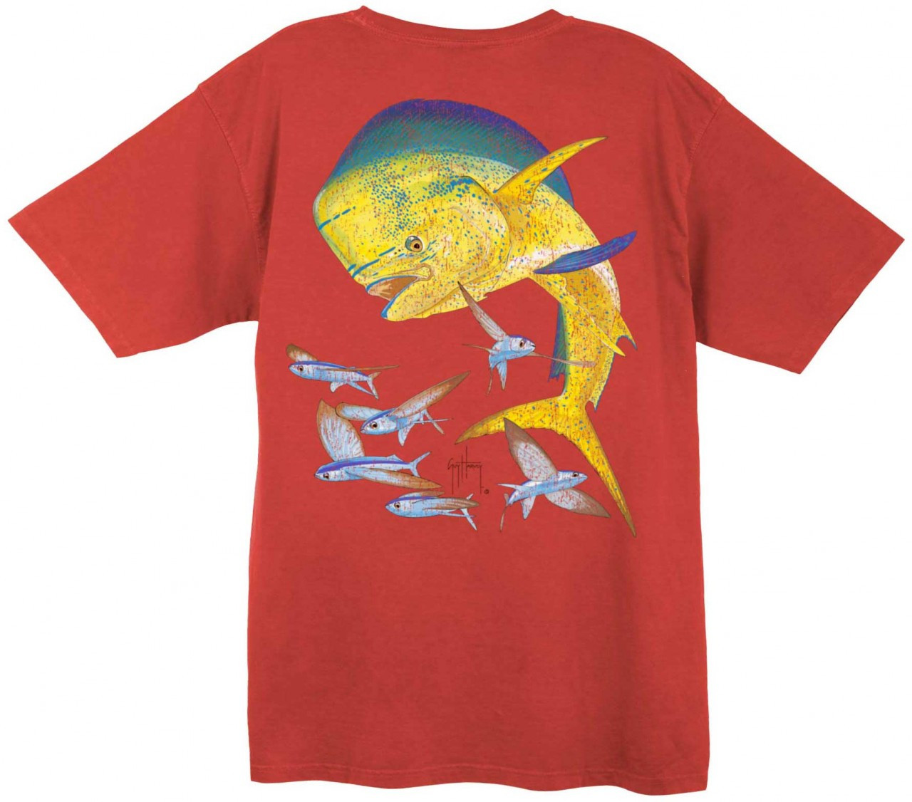 Guy Harvey Vintage Bull Dolphin Back-Print Men's Tee w/ Pocket in Vintage  Crimson, Vintage Caribbean Blue, Vintage Pink, Vintage Bluejean, Vintage