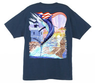 Guy Harvey Puerto Rico Bills Men's Back-Print Tee w/ Pocket in Navy