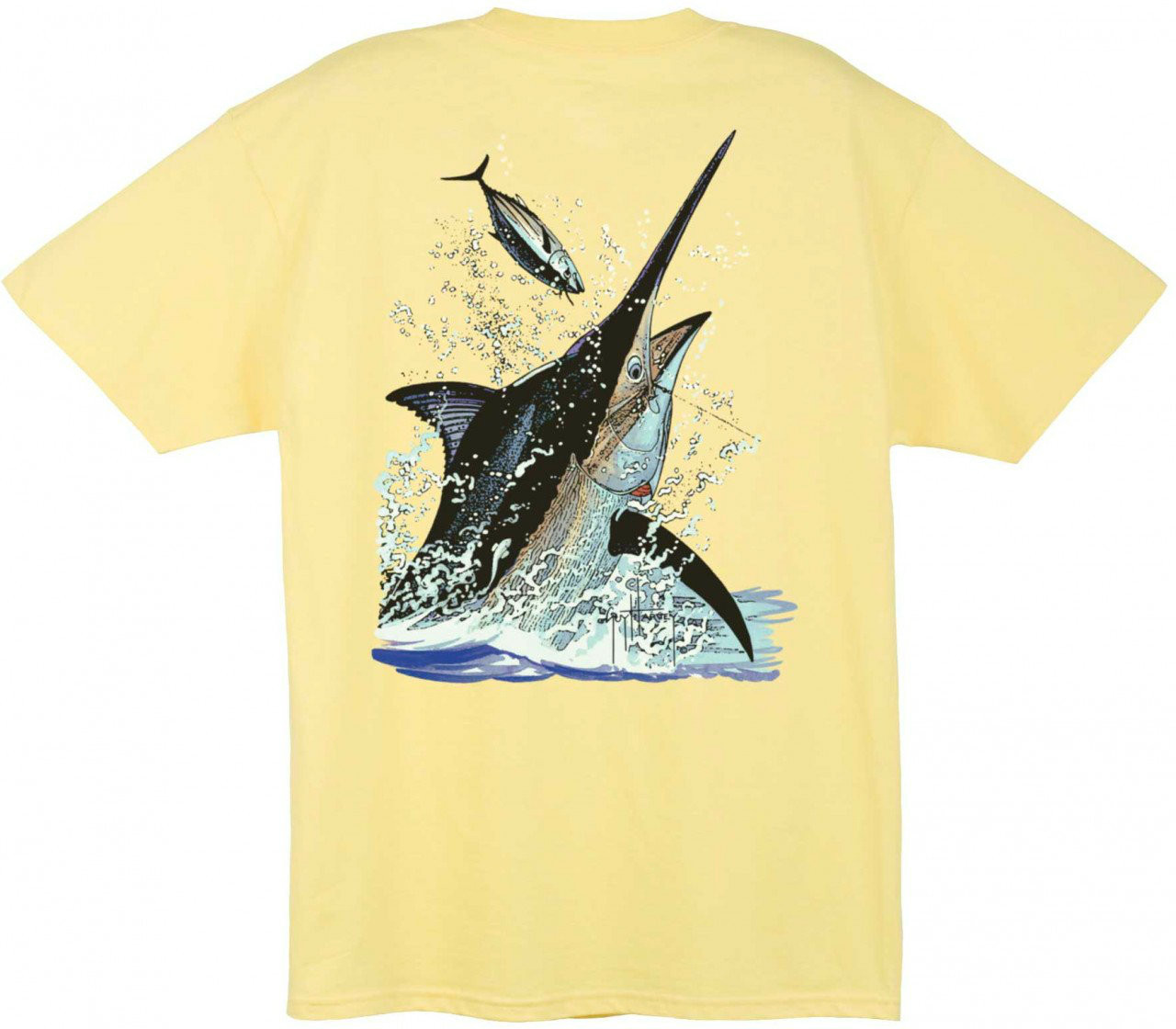 GUY HARVEY Fish Marlin Sport Fishing Aqua Shirt Men's T-Shirt Size L Cotton